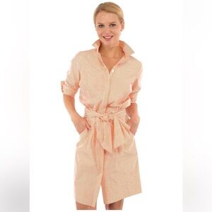 Gretchen Scott Wash & Wear Breezy Blouson Shirt Dress with Tie Waist Stripe XL